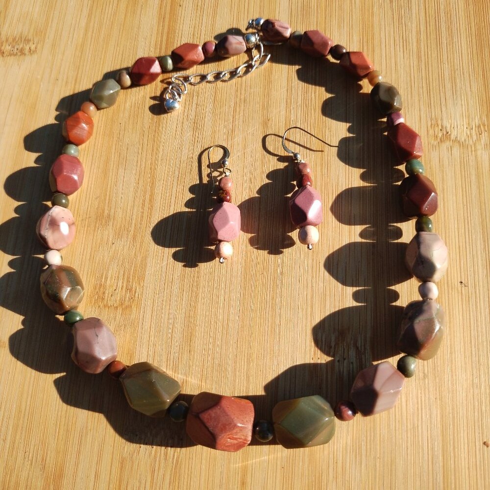 Jay King DTR mine finds Agate necklace and earrings set 925 Sterling Silver
